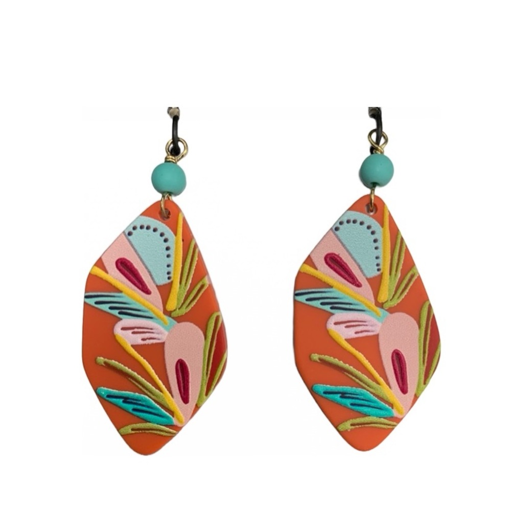 Wooden, painted earrings. Lightweight